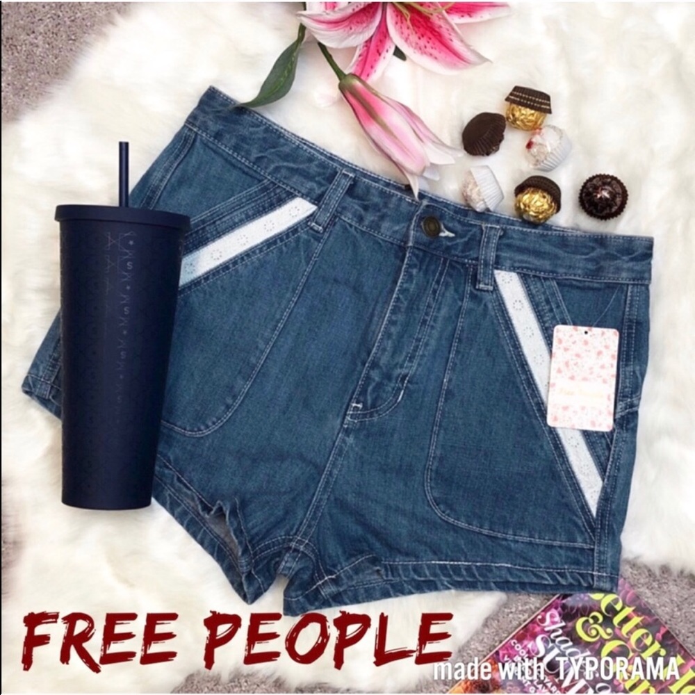 Free People Blue Solid Mini Shorts